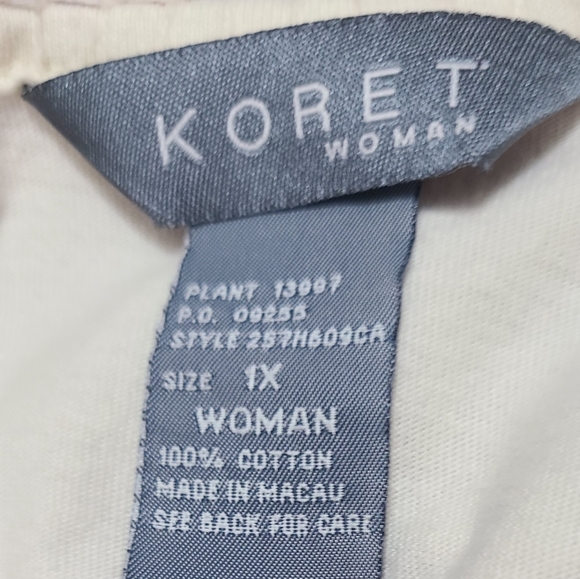 Koret Women's Quarter Sleeve Beadwork Blouse, Size: 1X Color: Cream - Picture 9 of 14